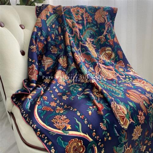 Big Silk Scarf Women Large 110*110 Silk Square Scarf Hand Rolled Edges 100% Pure Mulberry-Tree Scarf life tree print scaves