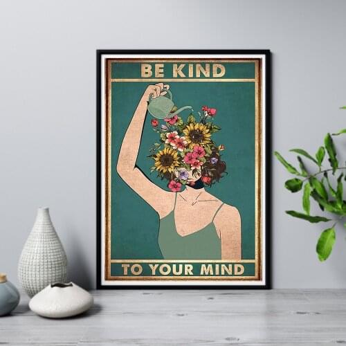 Be Kind To Your Mind Quote Canvas Painting Music Lovers Vintage Posters and Prints Dancing Together Wall Picture for Living Room