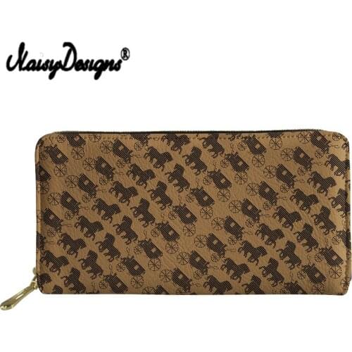 PU Leather Wallets Women Classic Horse Pattern Print Credit Card Holder Purse Ladies Long Money Bag Teen Girls Coin Clutch
