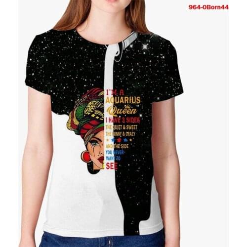 A Queen Was Born In February 3d Printing Women T Shirts Happy Birthday To Me Rhinestone High Heels T-shirt Aesthetic Clothes