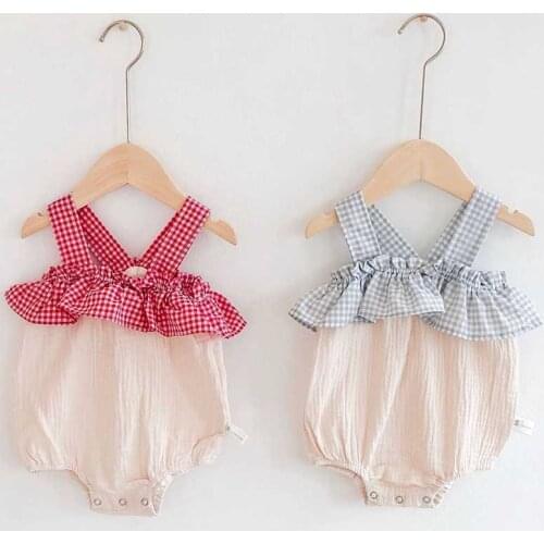 Summer Baby Girls Clothes Sweet Baby Girls Bodysuits Lace Bow Suspenders Jumpsuit Outfits Sunsuit Toddler Baby Clothing
