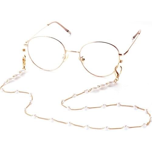 Metal Pearl Chain Fashion Necklace Glasses Chain Love Heart Mask Chain Banquet Party Elegant Womens Jewelry Accessories