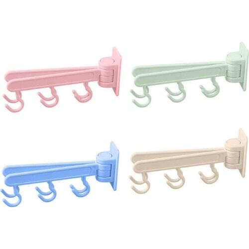 180 Degree Rotate Kitchen Hook Multifuntion 6 Hooks Strong Suction Cup Cabinet Wall 4 Colors Bathroom Storage Free Nail