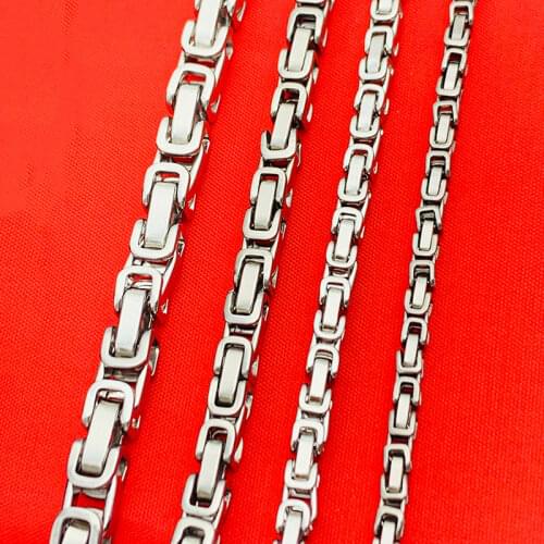 Men Chain 2.5mm 4mm 5mm 6mm 8mm Men Chain Silver Tone 316 Stainless Steel Byzantine Box Link Necklace chain