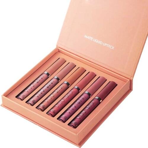 Matte Lip Gloss Set 6 Lip Gloss Sets Sexy Colors Lipstick Waterproof Non-stick Cup Lasting