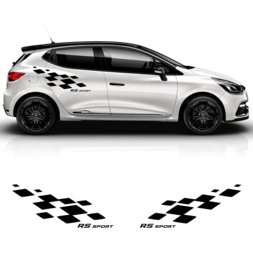 2Pcs Car Door Side Sticker RS Sport Stripes Racing Lattices Graphics Vinyl Decals For Renault Clio Car Accessories