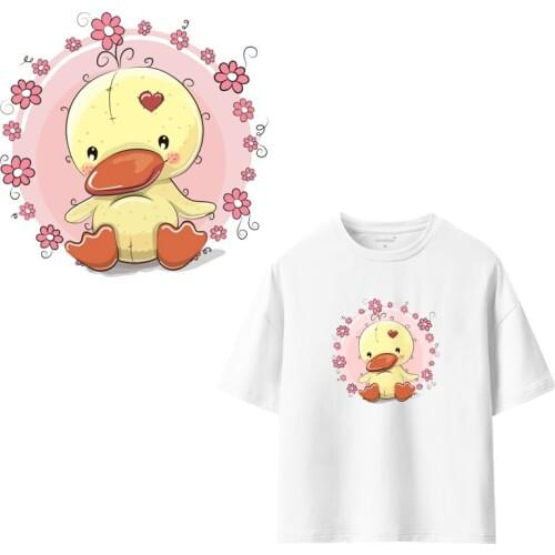 Cute Duck Monkey Clothing Stickers Iron On Patches Diy Heat Transfers Patch For Clothes T-shirt Appliques Decoration