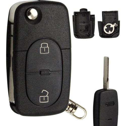 OkeyTech 2 Button Uncut Blank Blade Remote Car Key Shell Flip Folding Auto Cover Case Fob For Audi A2 A3 A4 A6 A8 TT Housing
