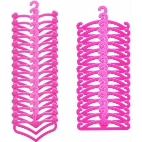 Wholesale 100 Pcs /Lot Mini Mix Style Dolls Hangers Coat Dress Clothes Holder Accessories for Barbie Doll 12'' Dollhouse Toys