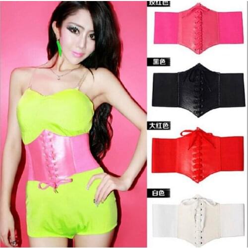 WholeSale 50pcs PUNK GOTH ELASTIC CINCH WIDE CORSET BELTS LACED STEAMPUNK VINTAGE STYLE SHAPER Mixed Colors Pu Leather Slimming