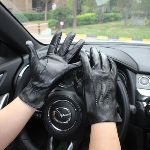 2020 Bickmods New Fashion Black Touchable No inside Straight Style Genuine Leather High-Quality Goatskin Driving Gloves