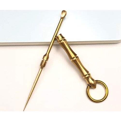 Portable Metal Multifunctional Ear Spoon Toothpick Combination Pure Brass Toothpick Ear Spoon Stronger Than Dental Floss Tool