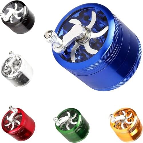 Hand Crank Zinc Alloy Herb Spice Grinder Cylinder 4 Layers Herbal Mill