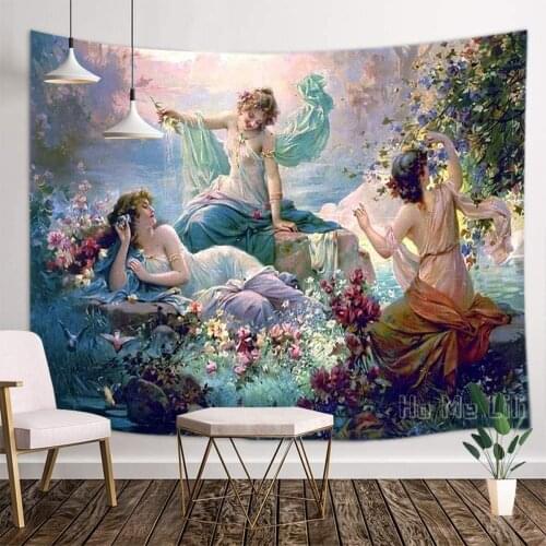 Indoor Art Decoration Of Sacred Tapestry Of Austrian Female Body In Fairy Jade Color