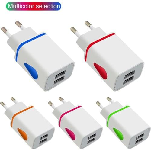 5V Adapter Universal USB Wall Charger Dual Port 2A Output Travel Plug Power Adapter Compatible for Phone Charging 2A US EU Plug