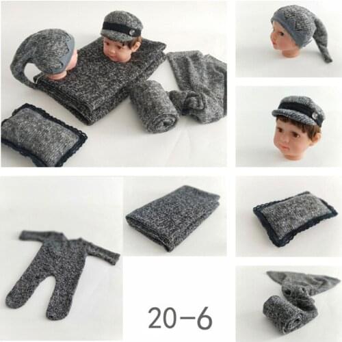 Ylsteed Newborn Costume Baby Photography Props Infant Shooting Blanket Little Gentleman Hat Baby Boy Girl Ears Hat Newborn Wrap