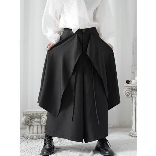 Womens skirt pants Dark department Japanese-style Double layer Stacked pants Womens loose wide-leg pants women pants