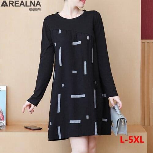 Women Tshirt Dress 2020 new Plus Size o-neck autumn Dresses vintage long Sleeve Casual Loose woman Dress vestidos mujer L-5xL