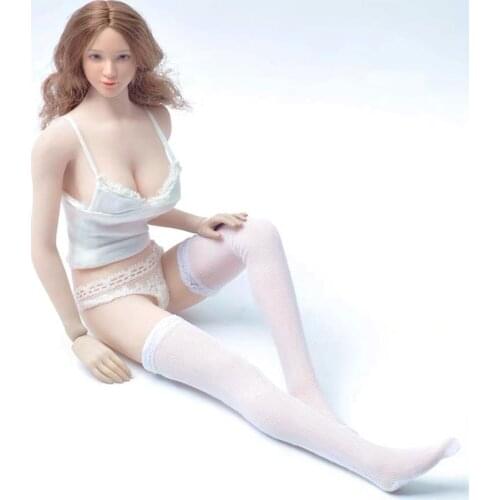 1/6 female soldier white camisole panties high-height stocking set pajamas set for 12 inch action figure