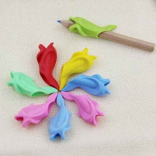 1 Pc Silicone Children Pencil Holder Tools Silicone Finger Two Aid Tools Writing Ergonomic Grip Correction Posture R8S0