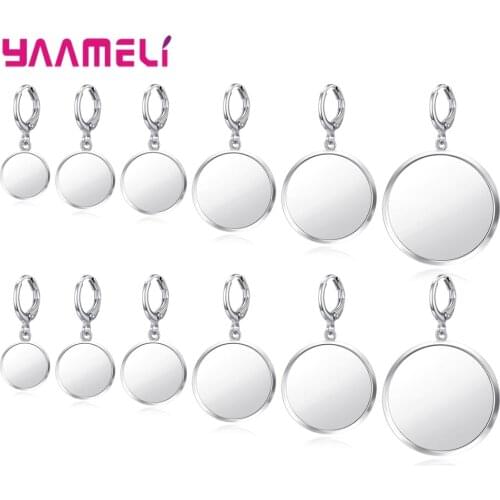 10PCS 925 Sterling Silver Handemade Jewelry Finding Cabochon Cameo Settings Earring Base Lever Back Ear Wires for Crystal Beads