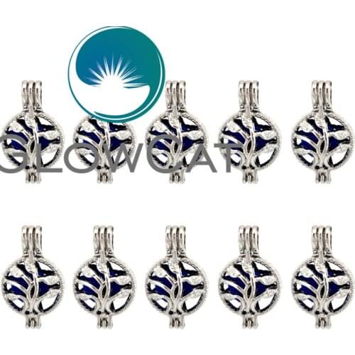 10x K657 Metal Tree Pearl Cage Essential Oil Diffuser Beads Cage Locket Pendant Jewelry Supplies