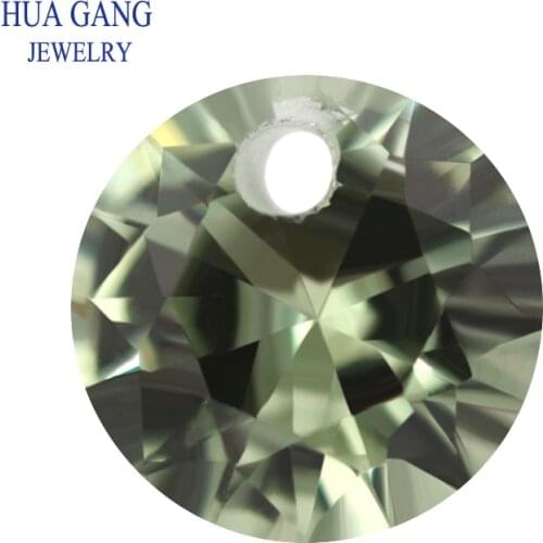 149# Green Spinel Round Shape Brilliant Cut Synthetic Spinel Stone With Hole For Jewelry Size 3x3-10x10mm Free Shipping