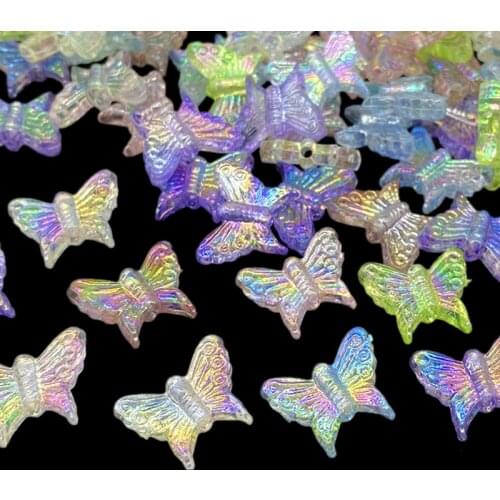 20 pcs/lot Small Butterfly Shape Beads Multi Gradient Color Acrylic Beads For Jewelry Making Handmade DIY Accessories