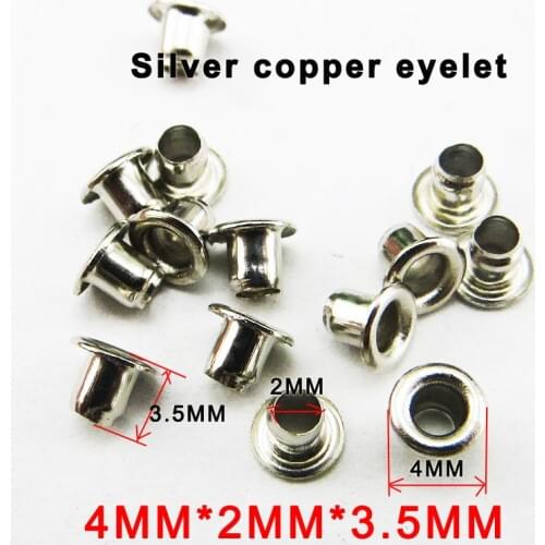 300PCS 4MM*2MM*3.5MM Copper silver EYELET button sewing clothes accessory round buttons leather eyelets ME-066