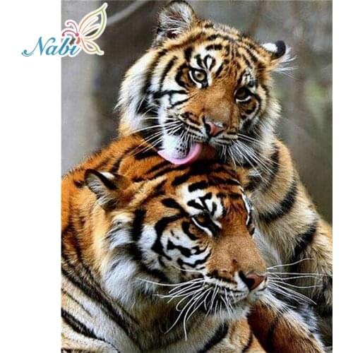 5d diy diamond painting full square Diamond embroidery animals Tiger - diamond mosaic pictures of rhinestones 497DD