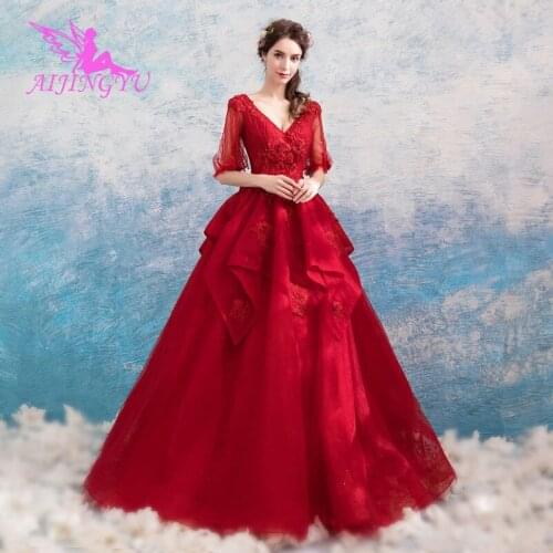 AIJINGYU 2021 2020 floor length Customized new hot selling cheap ball gown lace up back formal bride dresses wedding dress TJ260