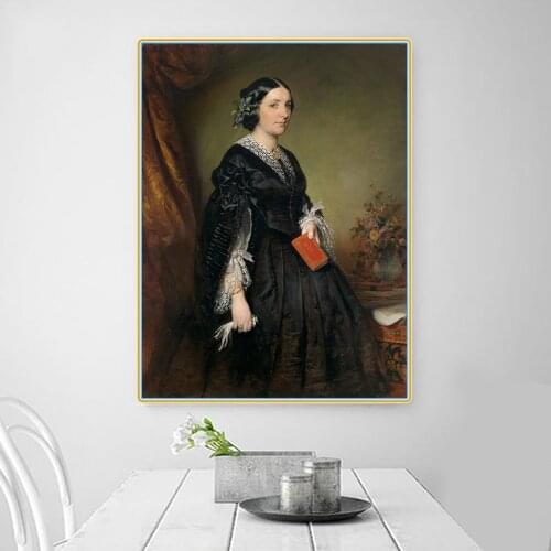 Citon Friedrich von Amerling《Portrait of karoline stiffel ecalard》Canvas Oil Painting Artwork Picture Wall Decor Home Decoration