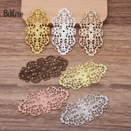 BoYuTe (50 Pieces/Lot) 28*56MM Metal Brass Filigree Flower Findings Diy Hand Made Jewelry Materials Wholesale