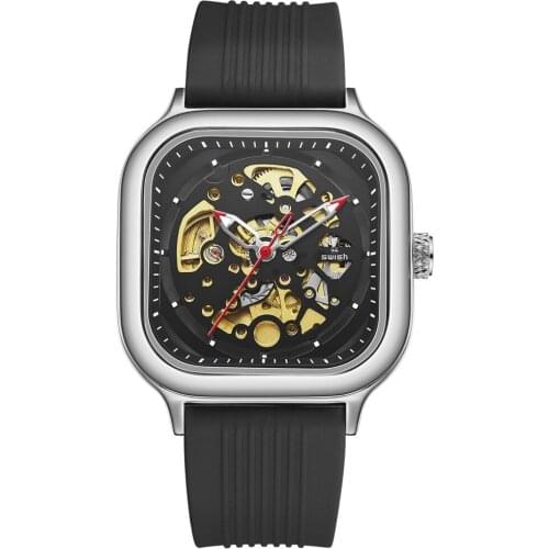 Square Mechanical Watch Inner Visible Casual Tourbillon Wristwatch Couple Automatic Movement