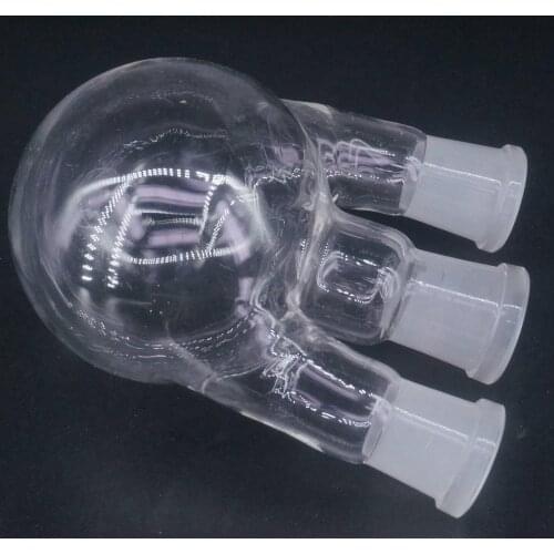 250ml 3-neck 24/24# Central/Branch Straight Joint Round Bottom Lab Glass Flask