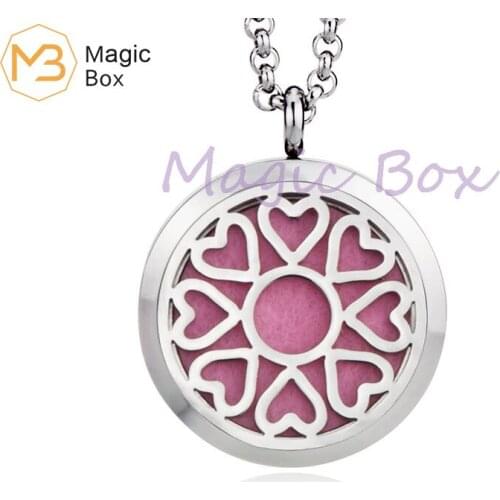 Love aromatherapy necklace stainless steel open perfume locket essential oils diffuser aroma necklace jewelry