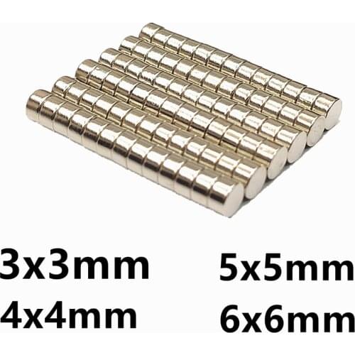 10 50 100PCS/LOT NdFeB Magnet 3*3 4*4 5*5 6*6 N35 Disc MAGNETS 3x3 4x4 5x5 6x6 For Round Speaker Magnetic Material 3mm 4mm 5mm