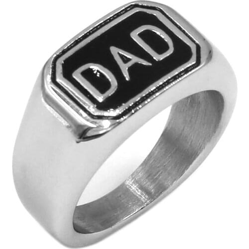 Classic Dad Ring Stainless Steel Jewelry Engraved DAD Biker Mens Rings Fathers Day Gift SWR1002A