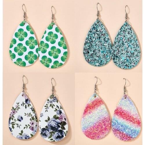 2020 New Trendy Temperate Drop-shaped Leave Shape Earrings for Women Simple Double-sided Dangle Earrings Female Jewelry