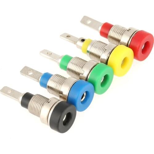 New 5PCS Panel Mount Banana Socket Mixed Color Banana Sockets 2.0mm Jack For Panel Mounting Test Probes Dropshipping