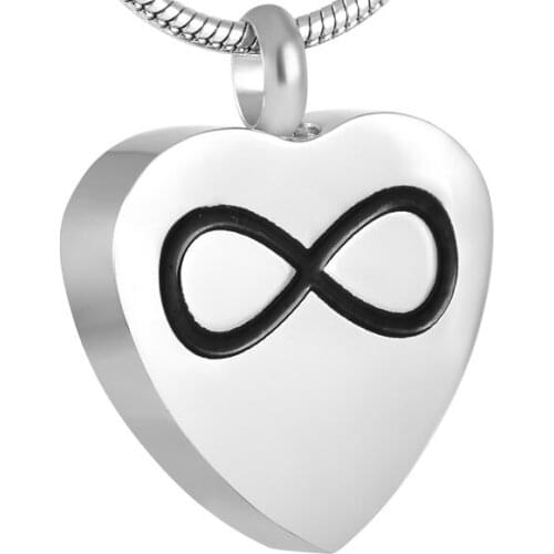 IJD8721 Never Fade 316L Stainless Steel Infinity Heart Urn Charm Necklace Hold Ashes Keepsake Cremation Jewelry Pendant for Pet