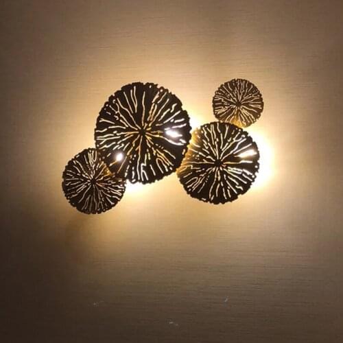 Full copper wall lamp hotel decoration personality sitting room background wall hollow out lotus leaf bedroom wall lamp