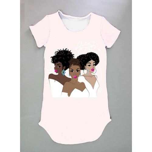 Custom made - Create your own designs Melanin Natural Hair Ladies 3D sublimation print milk silk short sleeves Dress