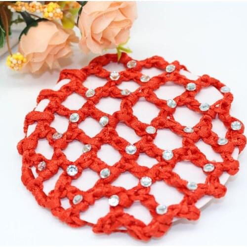 1pcs/pack Elastic Hair Snood Net Handmade Crochet Pearl Hairnet Heardress For Dance Performance Hairnet