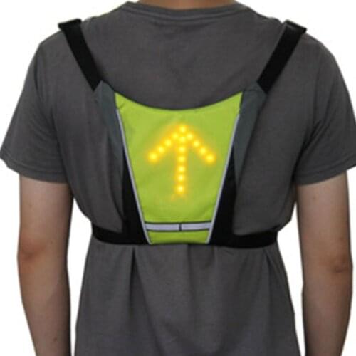 LED Bike Light USB Rechargeable Cycling Vest Direction Indicator Reflective Bag