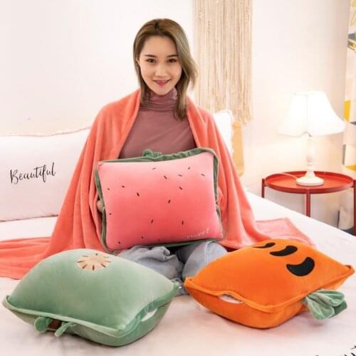 Three-in-one Air Conditioning Blanket New Cartoon Fruit Pillow Quilt Office Lunch Break Cushion Blanket Multifunctional Pillow