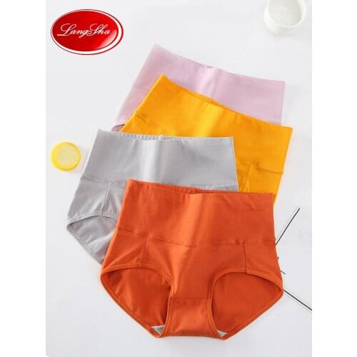 Plus Size 4XL 4Pcs/lot Women Cotton Underwear High Waist Panties Body Shaper Lingerie Breathable Female Slimming Control Panties