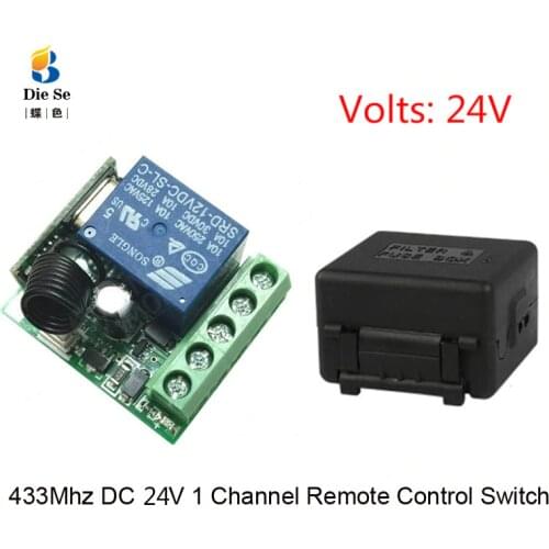 433Mhz Universal RF Remote Control DC 24V 1CH Relay Receiver Module for garage/door/Light/LED/Fanner/motor/Signal transmission
