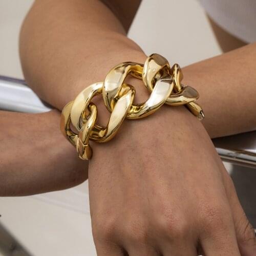 Retro Simple Hip Hop Thick Link Chain Bracelet Womens CCB Material Exaggerated Cool Twist Thicks Bracelets Glamour Girl Jewelry