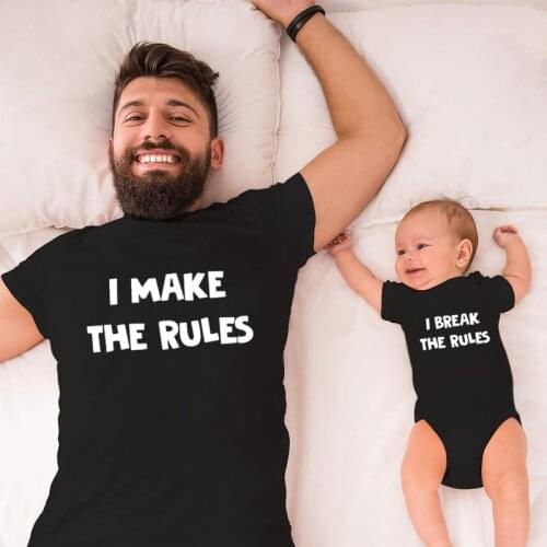 I Make The Rules and I Break The Rules Print Family Matching Clothes Daddy Baby Family Look Outfits Dad Mom Son Daughter T shirt
